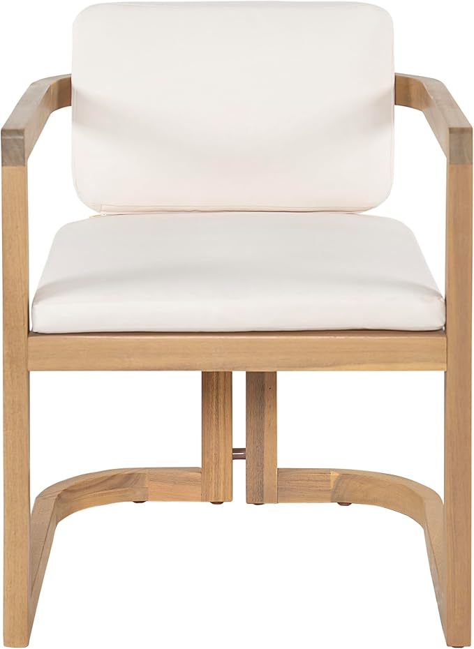 Christopher Knight Home Evana Acacia Wood Dining Table Set for 4, Solid Wood Outdoor Dining Set for 4, Modern Oval Patio Dining Table and Chair Set with Cushions, Brown + Light Teak + Beige