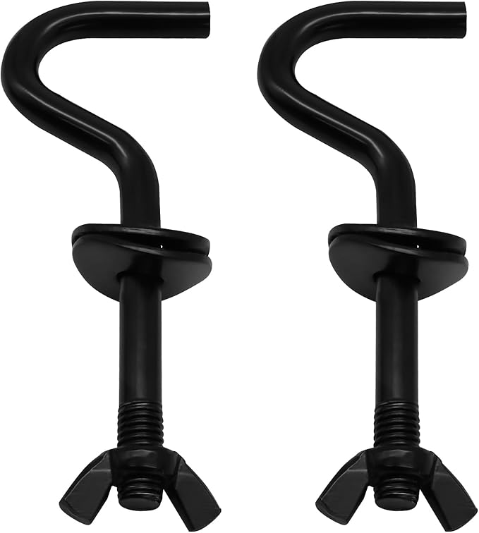 2Pcs Heavy Duty Replacement Hooks Holding Hammock, 3/8 Inch Diameter, Fits 1-1/4 to 2 Inch Long Holes on Hammock Stands, Black