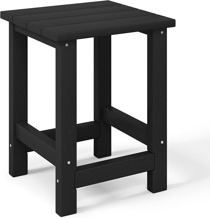 WestinTrends Malibu Kids Outdoor Patio Furniture HDPE Adirondack Square Side Table, Black