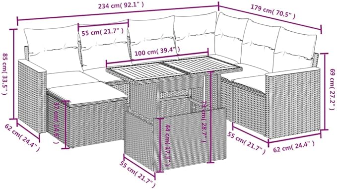 vidaXL Patio Sofa Set with Cushions 8 Piece, Outdoor Sectional Sofa Couch, Patio Conversation Set for Garden Backyard, Gray Poly Rattan