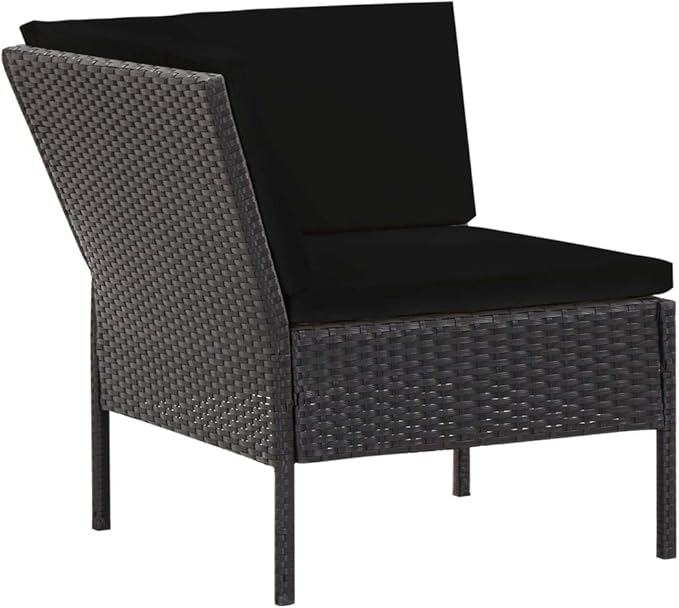 Patio Lounge Set with Cushions,Outdoor Furniture,Outdoor Furniture Sets,Patio Conversation Sets,for Garden,Deck,Backyard,6 Piece Poly Rattan Black