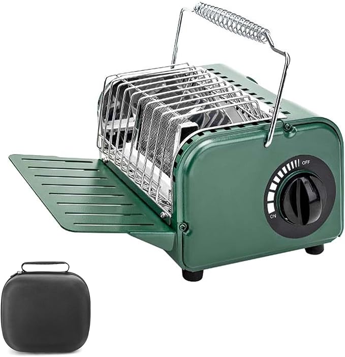 3 in 1 Portable Heater and Stove, 1200W Outdoor Tent Stove, Adjustable Temperature Camping Heaters for Fishing, Hiking, Trekking, Patio, Coffee-coloured and Green (Green)