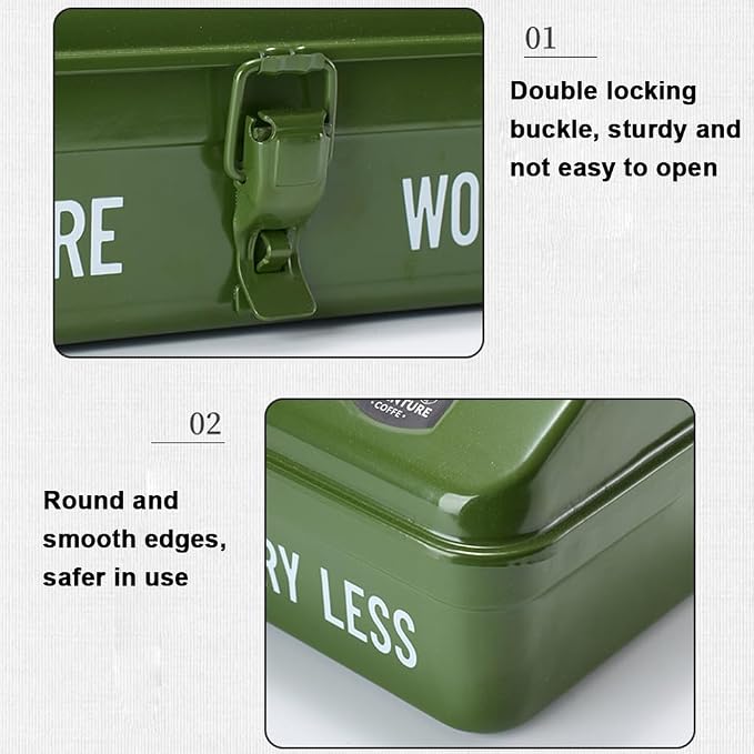 HUIOP Outdoor Tools Storage Box Portable Camping Picnic Hand Box Metal Tools Storage Box with Handle Sundries Storage Box