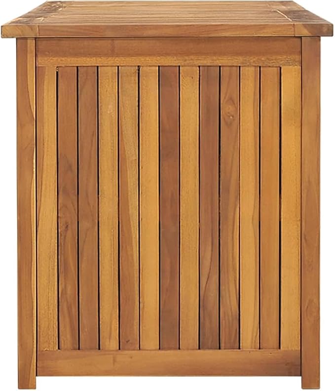 Large Solid Teak Wood Outdoor Storage Box with Lid, Rectangular Garden Storage Container for Deck, Patio, Pool, Garage and Backyard Organization, Weather-Resistant Design