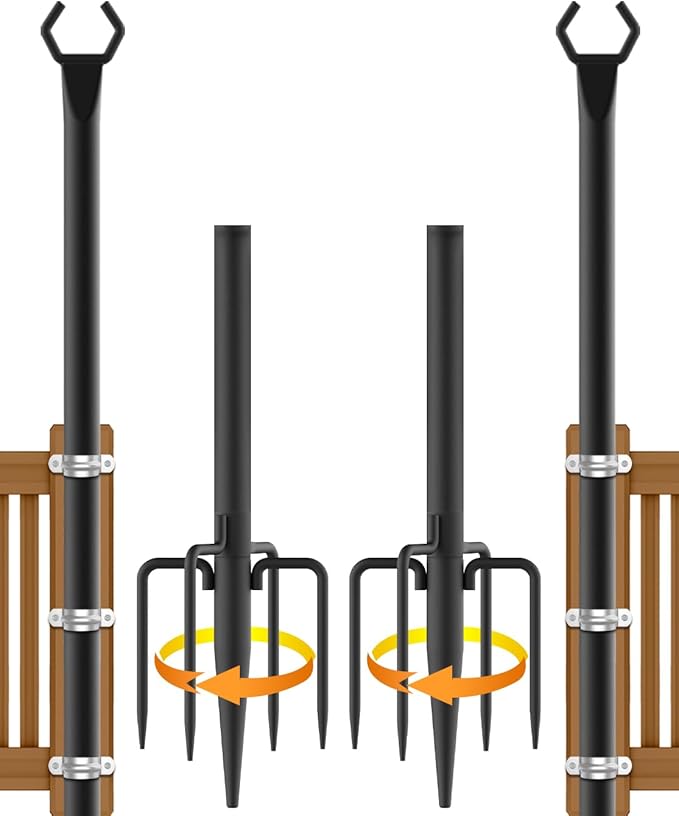 NUERPO 2 Pack String Light Poles,Metal Poles for Hanging Outdoor Light Strings,2 Pack 10 FT Light Poles Stand for Outside Garden,Patio,Wedding,Backyard,Deck,Party