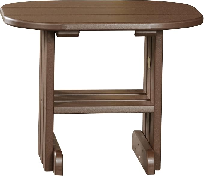 LuxCraft Poly Small Table Stand, Outdoor Side Tables for Patio, Weatherproof Patio End Table for Outside, Eco Friendly and UV Resistant HDPE - Amish Made in USA (Chestnut Brown)