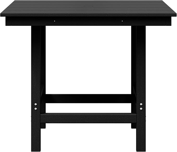 WestinTrends Ashore Outdoor HDPE 36" Square Patio Dining Table with Umbrella Hole, Black