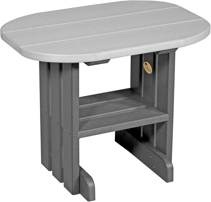 LuxCraft Poly Small Table Stand, Outdoor Side Tables for Patio, Weatherproof Patio End Table for Outside, Eco Friendly and UV Resistant HDPE - Amish Made in USA (Dove Gray & Slate)