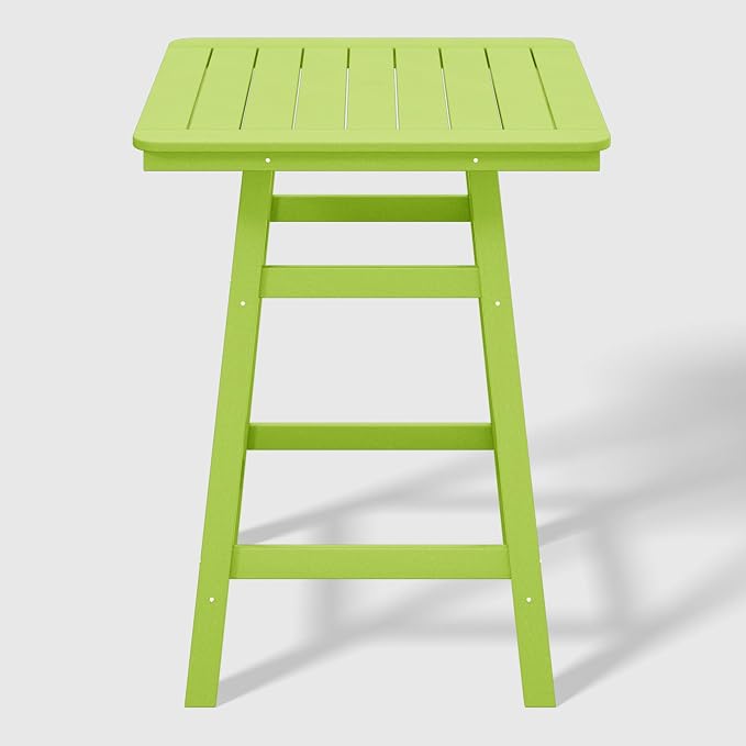 WestinTrends Malibu Square Outdoor Patio Counter High Bistro Bar Table with Umbrella Hole 37" Tall, Lime
