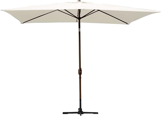 Jeco Aluminum Patio Market Umbrella Tilt with Crank, Fabric & Bronze Pole, Tan, 6.5' x 10'