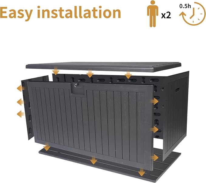 230 Gallon Resin Outdoor Deck Box Waterproof, Extra Large Patio Storage Box with Lockable Storage Containers for Patio Furniture Cushions, Pool Accessories, Garden Tools