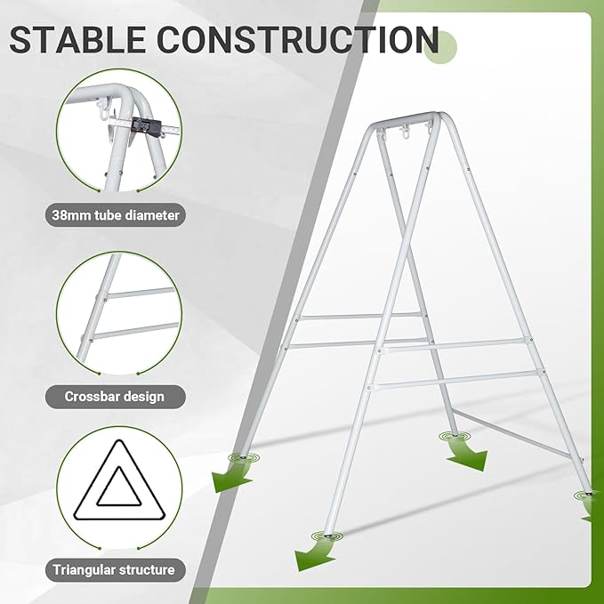 Outdoor Hammock Stand, Heavy Duty A-Frame Metal Stand with 3 Hooks, Weatherproof Design Fits Hammocks & Hanging Chairs, 450 Lbs Capacity for Backyard, Garden, Balcony & Porch