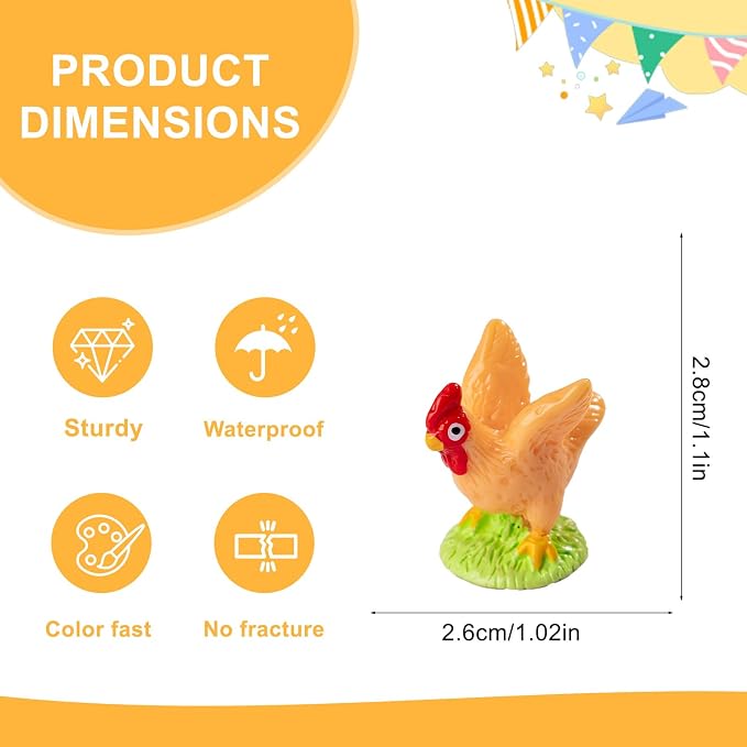 Easter Mini Chicken 60 pcs Mini Resin Chicken Variety Tiny Animals Figures Miniature Little Small Animal Figurines Bulk for Micro Fairy Garden Landscape Accessories Hide Crafts Decor Aquarium