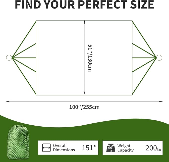 Hammock Chair Swing, Single Outdoor Hammock Swing, Lightweight Ice Mesh Cradle Chair Portable Indoor and Outdoor Hanging Chair Swing (Green)
