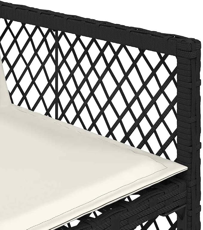 7 Piece Garden Dining Set, Outdoor Patio Furniture with Rectangular Acacia Wood Top Table and 6 Foldable PE Rattan Chairs, Black Wicker Dining Set for Backyard
