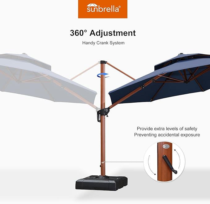 PURPLE LEAF 13ft Patio Umbrella Cantilever Umbrellas Outdoor Round Wood Umbrella Offset Umbrellas Heavy Duty Sun for Garden Deck Pool, Spectrum Indigo
