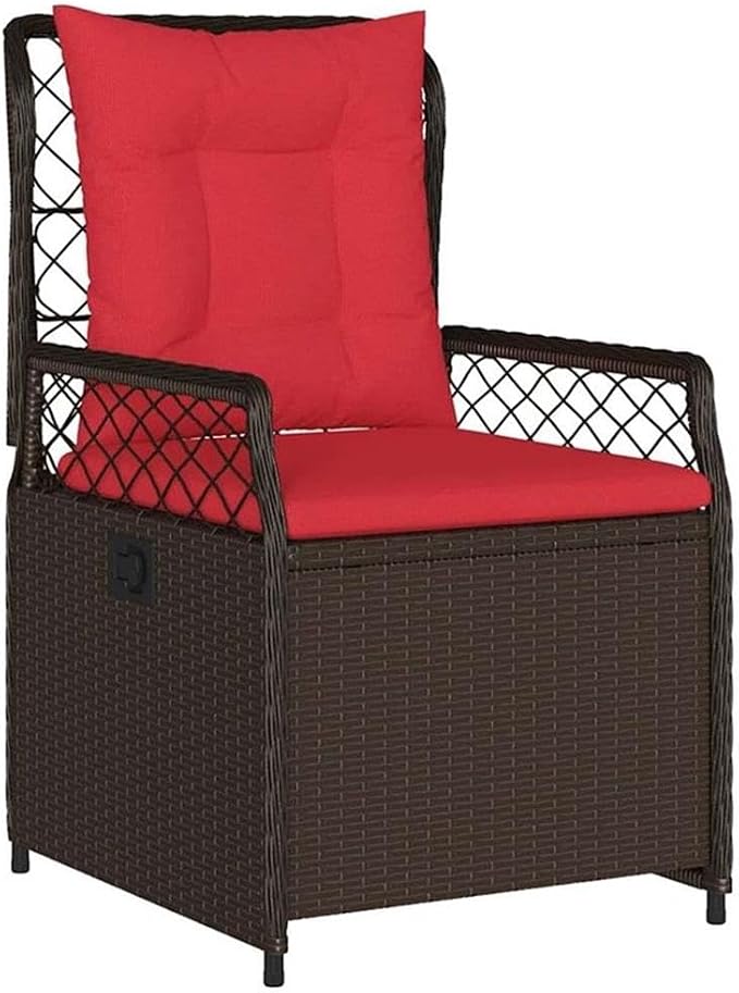 Afuera Living 5 Piece Poly Rattan Garden Dining Set, Brown Finish, Weather-Resistant Material with Glass Tabletop, Foam-Padded Chairs, Adjustable Backrest, Powder-Coated Frame, Outdoor Patio or