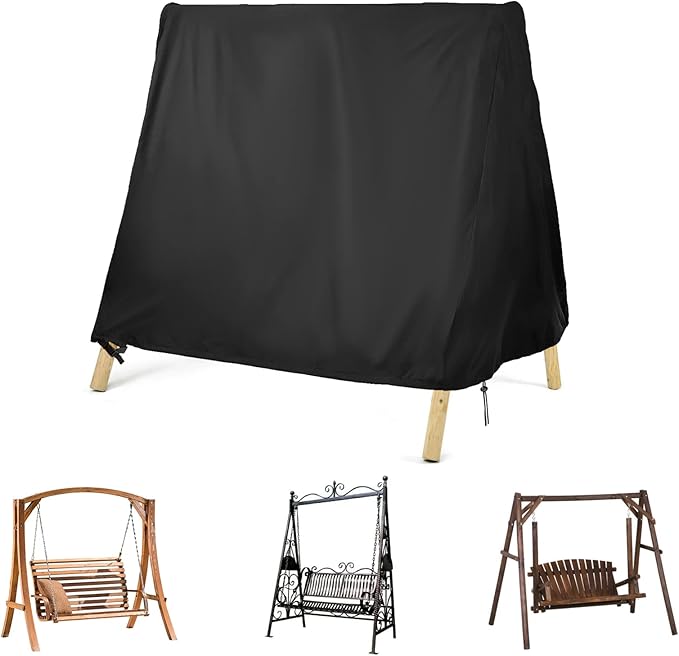 Kasla Outdoor Swing Cover, A Frame Patio Swing Cover, Swing Cover for Outdoor Furniture Porch Cover Glider Hammock Cover Waterproof - 72" Lx55 Wx67 H