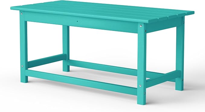 WestinTrends Malibu Outdoor Coffee Table, 35" x 17.5" All Weather Poly Lumber Patio Adirondack Coffee Table for Garden Lawn Porch Balcony, Turquoise