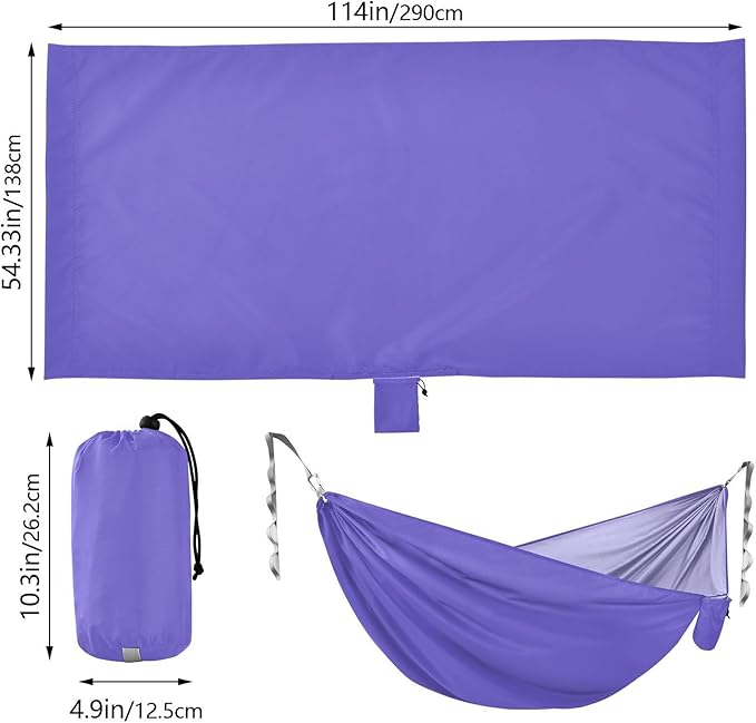 Slate Blue Solid Color Pure Plain Purple 330lb Capacity Camping Hammock with Portabl Carry Bag Portable Hammock for Outside Patio Garden Silla colgante para Patio Exterior