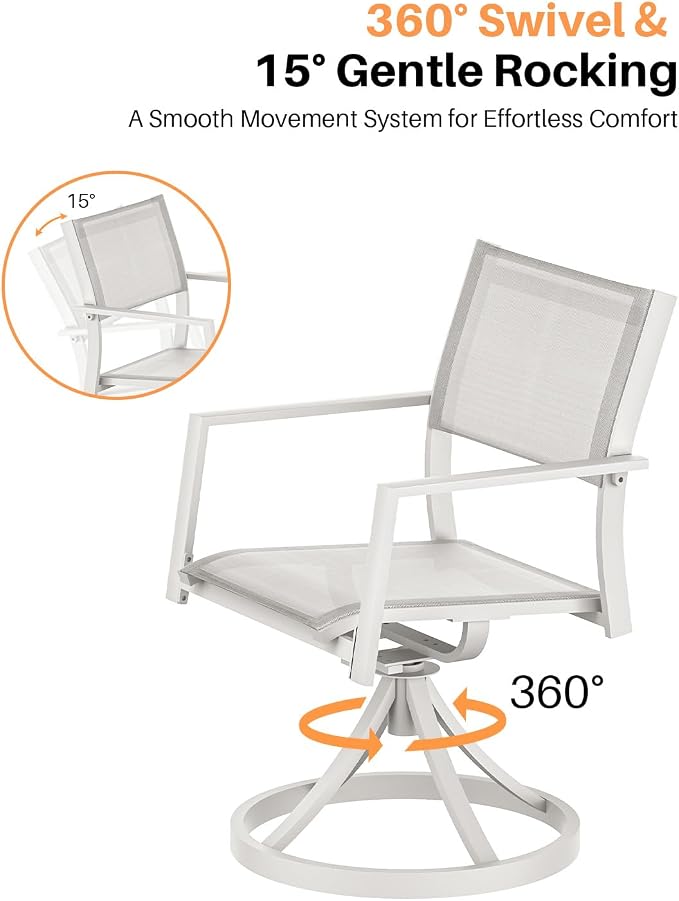 11 Pieces Expandable Outdoor Dining Set for 10, Aluminum Patio Dining Set with 2 Swivel Chairs, Extendable Dining Table with Wood Grain Tabletop and Stackable Textilene Chairs for Deck, Yard
