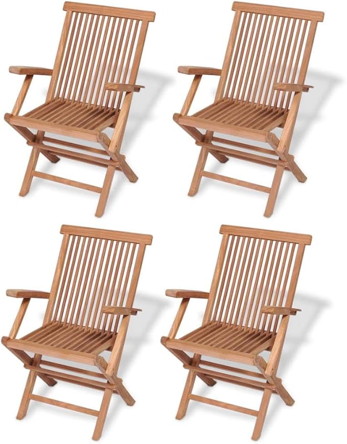 5 Piece Folding Outdoor Dining Set, Porch Furniture Set Front Porch Furniture Bistro Set Patio Conversation Set for Garden Piazza Poolside Negotiation Area Solid Teak Wood