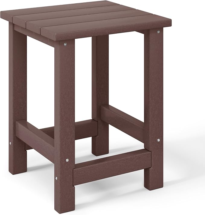 Costaelm Kids Outdoor End Table, Small Patio Table, Outdoor Side Table Porch Table Adirondack Patio Side Table for Outside, Pool, Porch, Garden, Dark Brown