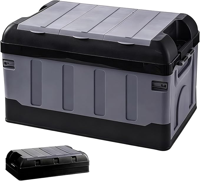 Outdoor Storage Deck box Plastic Storage box Multi Layer Storage box 240 lbs Capacity Durables Suitable for car Camping Garage and Home Storage(Black)