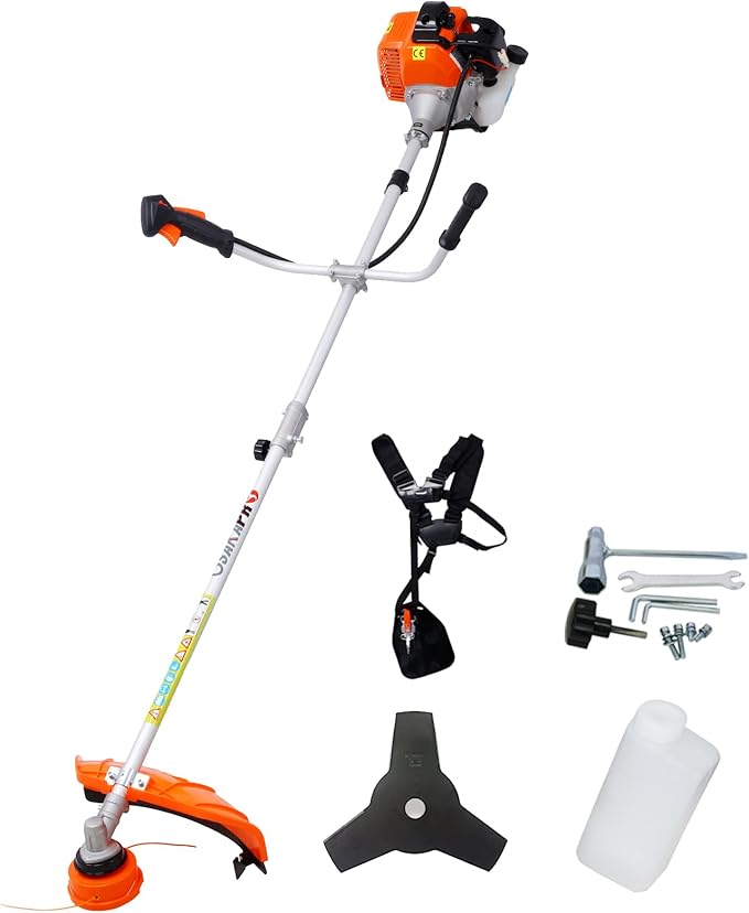 52cc 2-Cycle Weed Wacker Gas Powered, 2-in-1 Gas String Trimmer/Edger, 3T Brush Cutter 10", Gas Weed Trimmer for Lawn Care, 18" Cutting Path Grass Trimmer, Weed Eater Grass Trimmer for Lawn Care