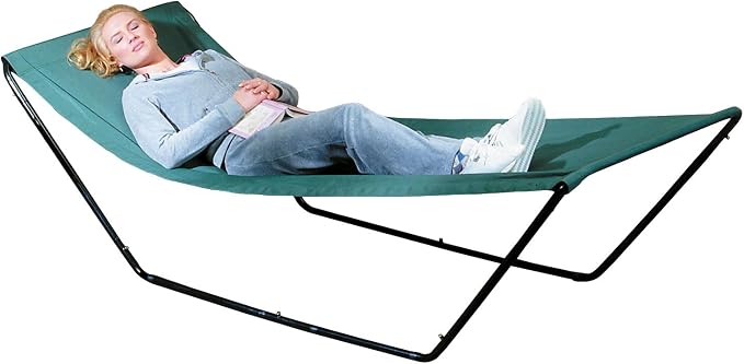 Portable Hammock – Space Saving Outdoor Foldable Free-Standing Hammock – Nylon Fabric with Steel Frame and Carrying Bag for Easy Travel