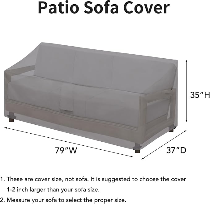 Easy-Going Waterproof Patio Sofa Cover UV Resistant 3 Seater Outdoor Sofa Cover Weatherproof Lawn Patio Furniture Cover with Tape Sealed Seam (79Wx37Dx35H inch, Grey)