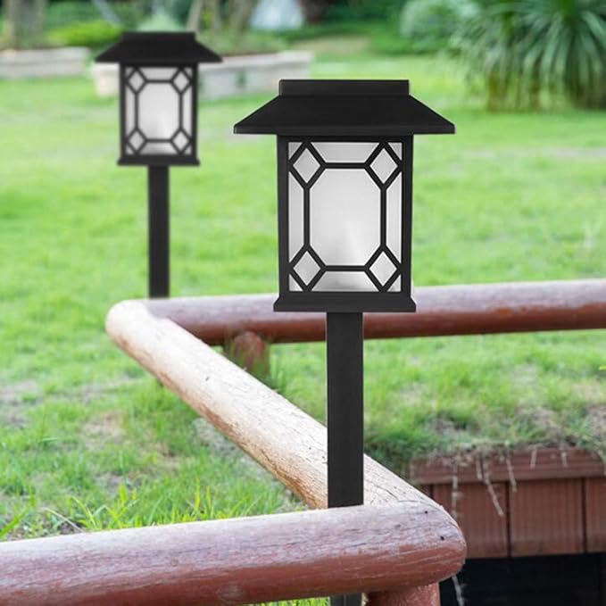 Uonlytech 2pcs Solar Garden Lights Elegant Outdoor Lawn Lamps for Pathway Driveway Full Solar Powered Landscape Pillar Light for Pool and Garden Decor White