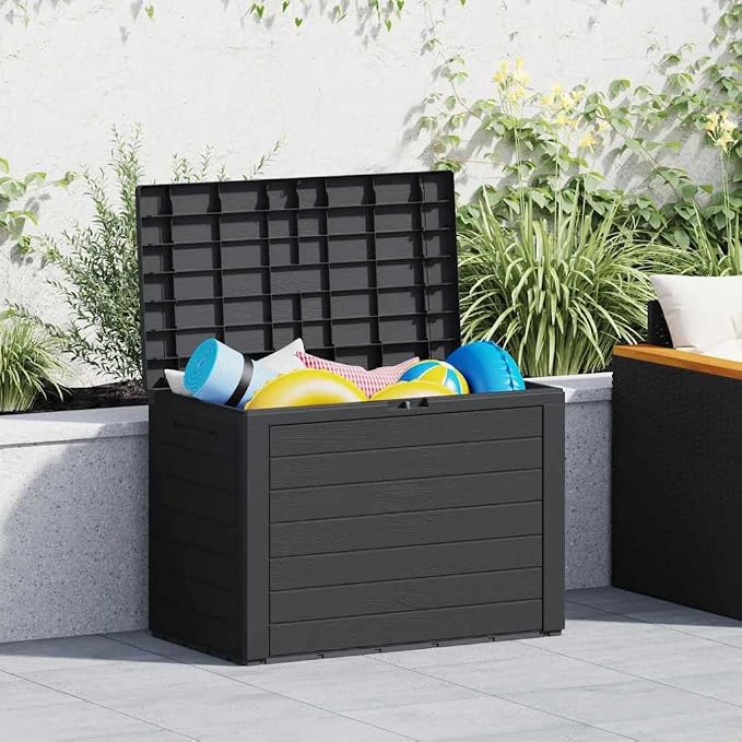 Outdoor Storage Box 50 Gallon Polypropylene Deck Box with Flap Closure 30.7x17.3x21.7 in Weather Resistant for Patio Garden and Balcony