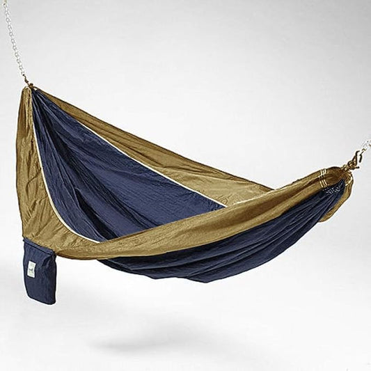 Parachute Silk Lightweight Portable Double Hammock In Blue / Brown