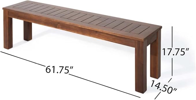 roomfitters 3-Piece Outdoor Courtyard Dining Set, Solid Wood Slatted Table and 2 Benches for Patio Garden, Dark Brown