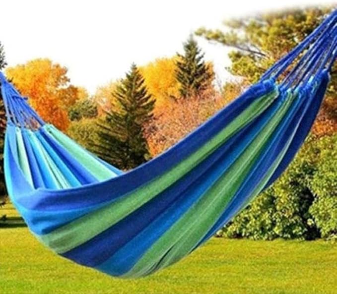 Leadigol Colorful Cotton Hammock,Outdoor Hammock Portable Hiking Single Hanging Bed Garden Hammock Swing Canvas Travel Bed Outdoors Camping Hanging Swing Sleeping Hammock