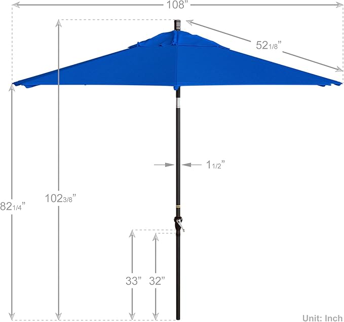 California Umbrella 9' Round Aluminum Market Umbrella, Crank Lift, Auto Tilt, Bronze Pole, Sunbrella Spectrum Cilantro