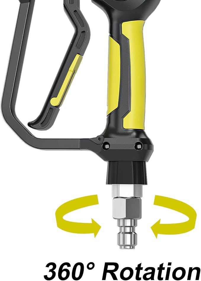 100FT Pressure Washer Hose 4000PSI with Power Washer Gun 3600PSI, Kink Resistant High Tensile Wire Braided