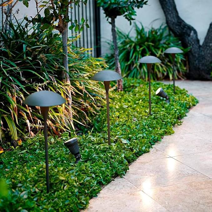 John Timberland Grant 18" High Mid Century Modern Outdoor Landscape Mushroom Path Lights Porch House Exterior Outside Set of 2 LED Bulb Weatherproof Brown Bronze Finish Metal Front Door Patio