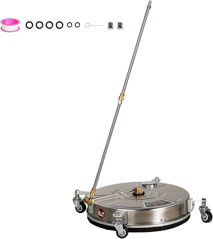 OCPTY 18" Pressure Washer Surface Cleaner with 4 Wheels 1/4" Quick Connector, 4.0 GPM Stainless Steel Surface Cleaner for Concrete, Patio, Sidewalk, Deck and Driveways,4000 PSI