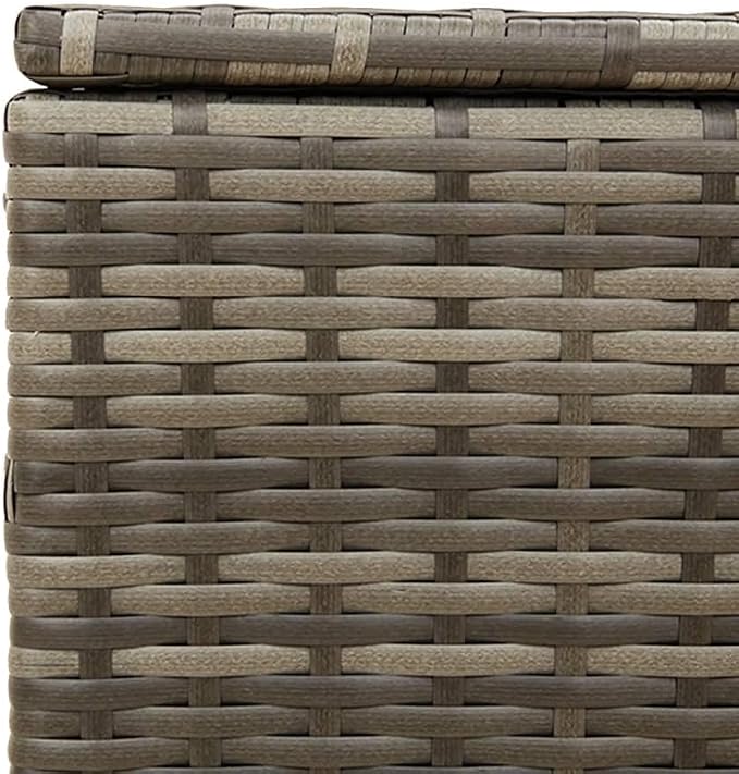Outdoor Garden Storage Box with Wheels, Wicker Patio Deck Box, Outdoor Rattan Storage Container, Gray 50.2 Gal Poly Rattan