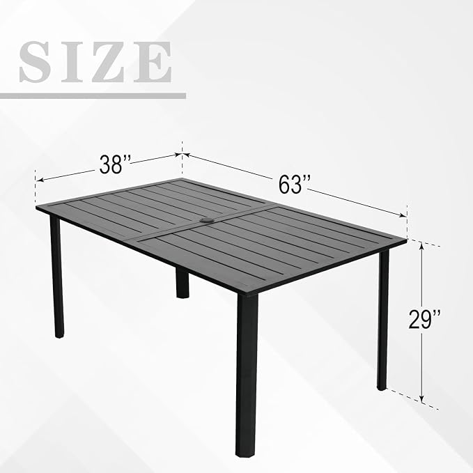 Outdoor Table and Chairs Set of 6,Combination of 63"x 38"x 28" Metal Patio Table and Swivel Chairs,All-Weather Patio Furniture Set for Backyard Garden Lawn Poolside