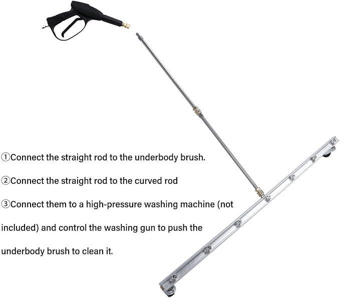 39 Inch Pressure Washer Cleaner, Pressure Washer Undercarriage Cleaner Attachment with 7 Nozzles 2 Extension Rods Commercial Water Broom (for Floor)