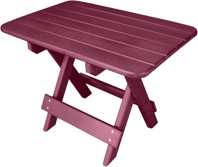 Phat Tommy Folding Outdoor Patio Side Table - Poly Adirondack Side Table - All Weather Side Table for Your Patio, Deck, or Balcony (Dark Red)