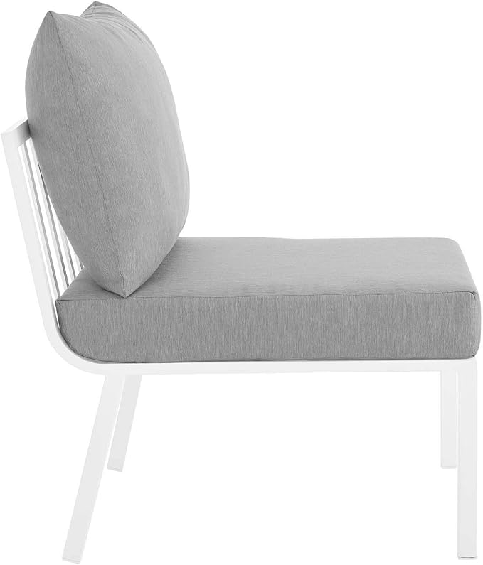 Modway Riverside 4 Piece Outdoor Patio Aluminum Set, 114 x 61.5 x 28, White Gray