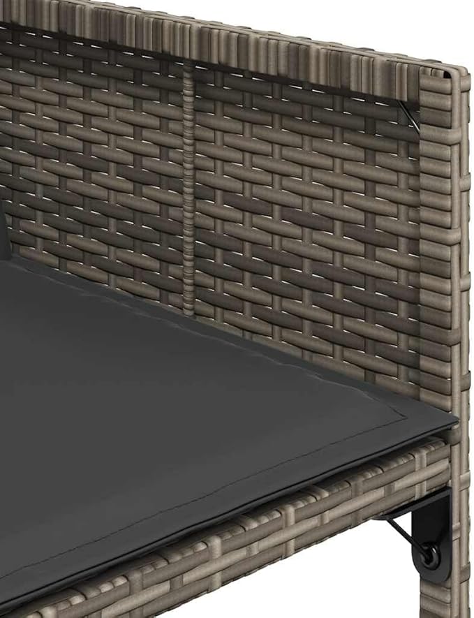 11 Piece Patio Dining Set Gray Poly Rattan with Cushions for Garden Backyard or Patio