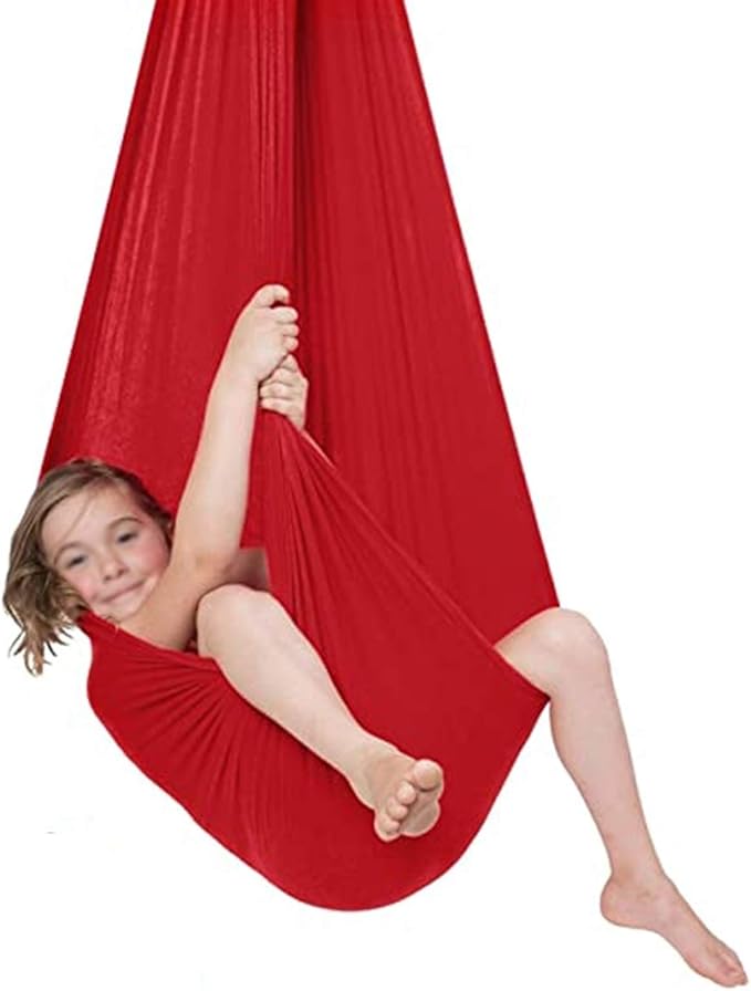 Indoor Therapy Yoga Hammock Kid Sensory Cuddle Swing Steady Hanging Seat Chair with Special Needs for Autism ADHD Aspergers (Color : Red, Size : 150 x 280 cm)