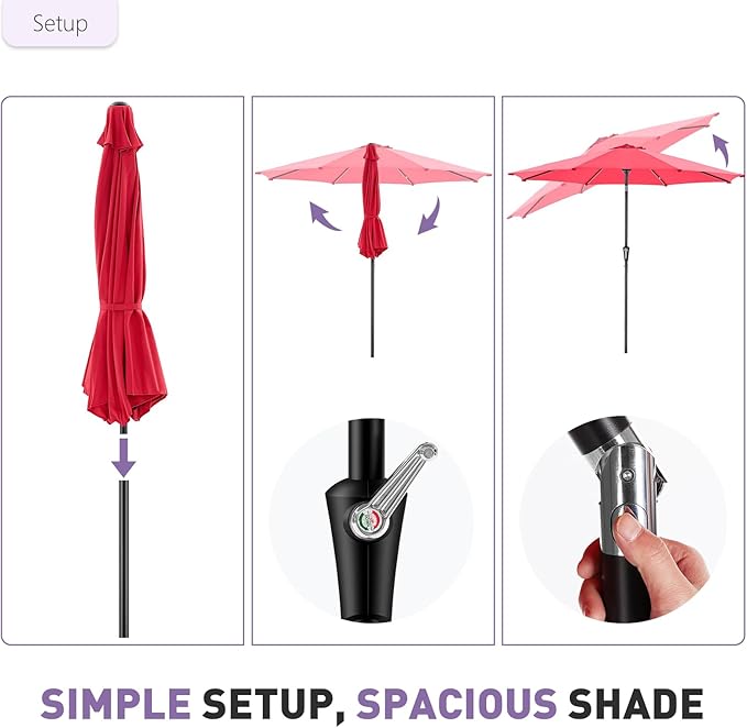 NEWBULIG Patio Umbrella, Outdoor Table Umbrellas with Push Button Tilt and Crank, Sturdy Ribs, Waterproof, UV Protection and Fade Resistant, for Pool, Garden, Market, Backyard