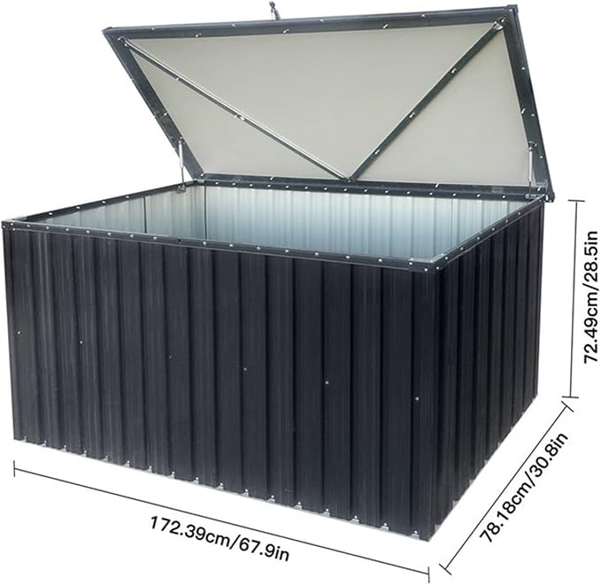 215 Gallon Metal Deck Box Lockable Storage Container For Patio Cushions Gardening Tools Sports Equipment Outdoor Toys black One size