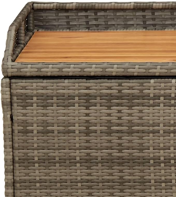 Gecheer Patio Rattan Deck Box Storage Bench Gray 39.4"x19.7"x20.5" Poly Rattan and Acacia Wood